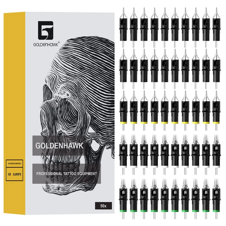 Cartúis Snáthaidí Tattoo Goldenhawk 50pcs Méid Measctha